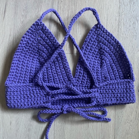 Purple Handmade Crocheted Bralette - Picture 2 of 5